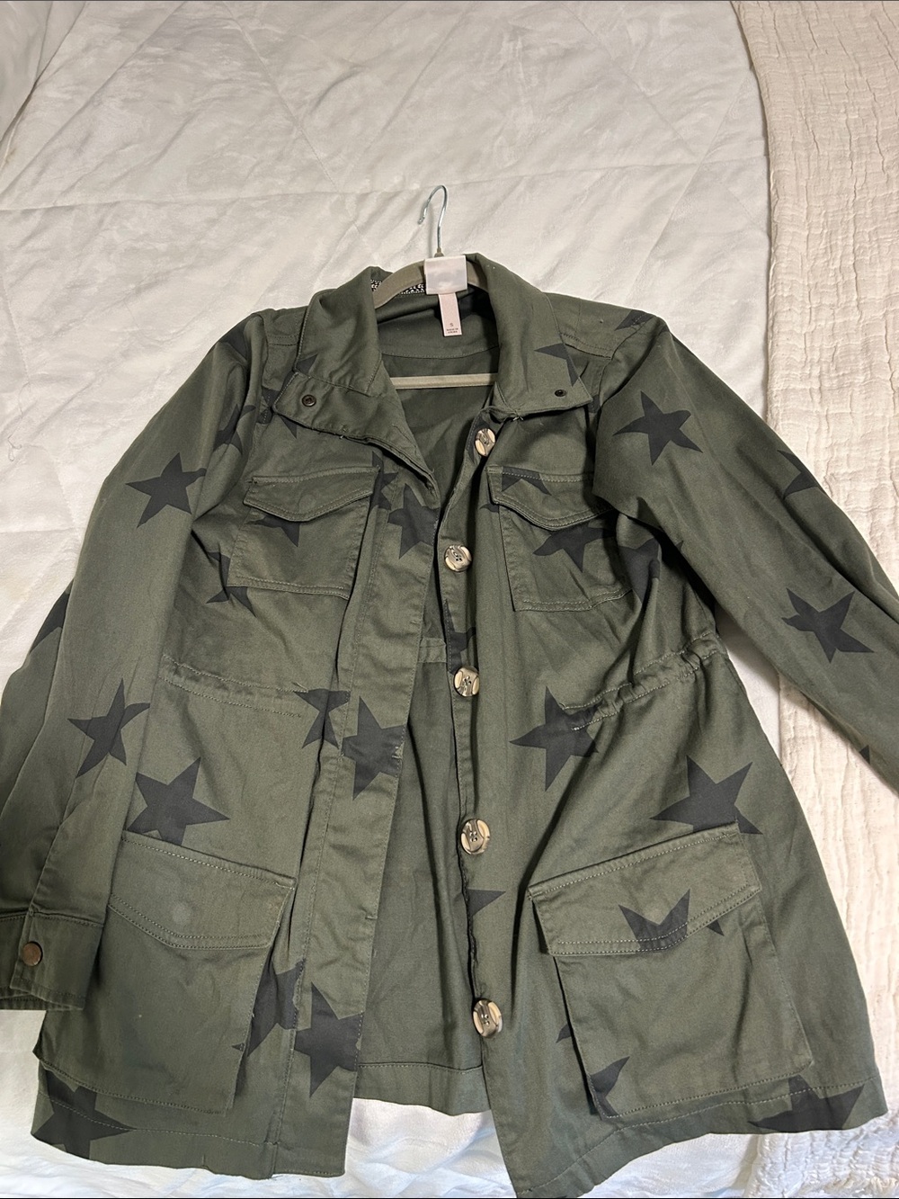 Knox Rose Olive Green Star Print Utility Jacket